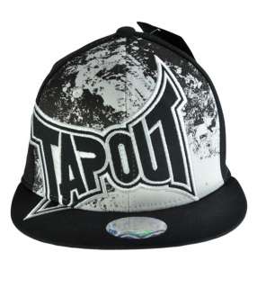 New Original Mens TAPOUT Logo Ball Cap Flex Hat UFC Black White Splat 