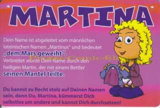 Postkarte / Namensschild   Martina  