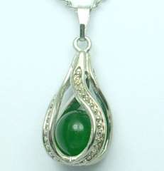 Excellent green Jade Pendant Necklace + Chain L08  