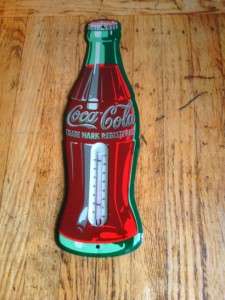   MINT 1955 Vintage COCA COLA DieCut Bottle Tin Thermometer Sign  