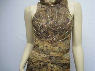 Sue Wong N7175 Brown Mocha Beaded Long Dress Gown 10 Desinger NEW 
