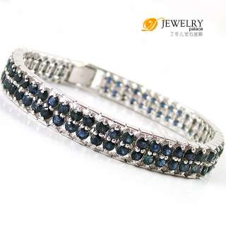 14.6ct Genuine Blue Sapphire Bracelet 925 Sterling Silver Size 8 