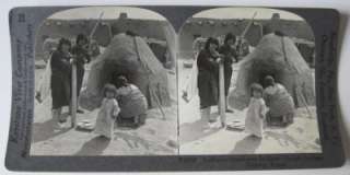 Southwest American Indians Pueblo Women Making Bread Stereoview  
