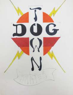 Wes Humpston Original Dogtown Skateboard Cross Illustration c.1970s 