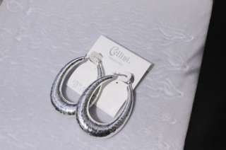   Sterling Large Hammered Hoop Earrings 17.2 Grams Size 2 1/4x1 1/2