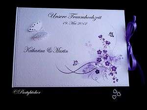 Hardcover Gästebuch Hochzeit schmetterling lila flieder  