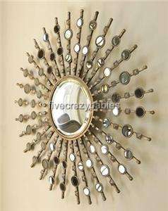   Large Modern Silver Sunburst Starburst Wall Mirror XL Designer Horchow