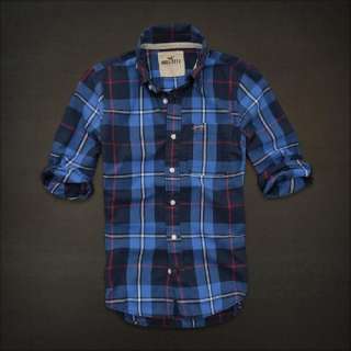 NWT HOLLISTER Abercrombie Mens Long Sleeve Button Plaid Shirt S, M, L 