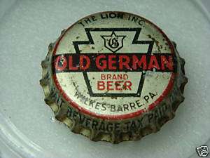 OLD GERMAN BEER BOTTLE CAP CROWN WILKES BARRE, PA  