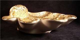 MID CITY 1962 WEEPING BRIGHT 22K GOLD SHELL NUT DISH KREWE FAVOR 