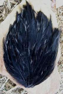 BEAUTIFUL JET BLACK ROOSTER HACKLE FEATHER PAD LOW SHIP  