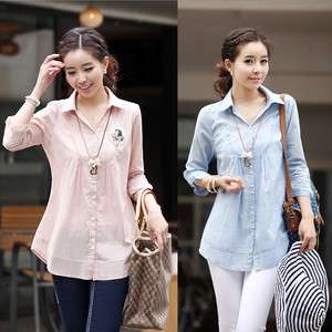 New Womens Clothes Long 3/4 Sleeve Tops Shirt T Shirts Blouse Free 