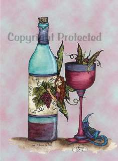Too Much Wine Amy Brown Fairies 5X7 Fairy Art Card  