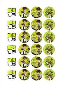 BEN 10 24 RICE PAPER FAIRY CAKE TOPPERS #10  