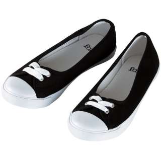 Ladies Faith Black Canvas Flat Pumps Shoes UK Sizes 3 9  