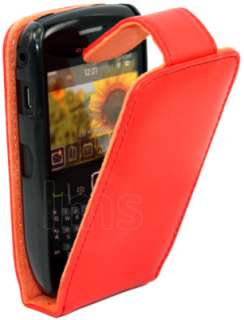RED FLIP LEATHER CASE FOR BLACKBERRY CURVE 8520  