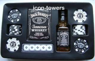 Jack Daniels Poker Box Set Cards Chips Dice 5cl Whiskey  