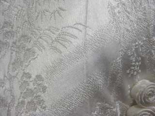 vtg 60s White Asian Brocade Large Wiggle Wedding Dress  