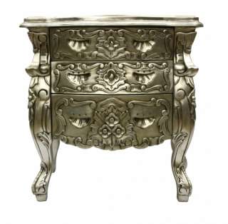 French style rococo furniture silver bedside hall table ornate baroque 