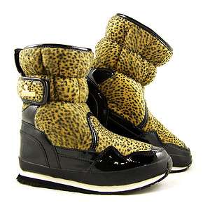 RUBBER DUCK Snowjoggers Sporty Snow Boots in Cheetah Print Faux Fur 