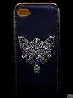 Real Leather Crystal iPhone 4 4S Flip Case Handmade with SWAROVSKI 