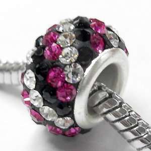  Classic Clear Crystal Deep Pink Beads Fits Pandora Charm 