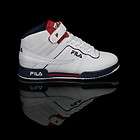 Fila F 13 SLE Mid High Hi Top White/Navy Blue/Red Leather Trainers 