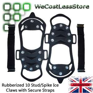 10 Spike Metal Ice Claws Snow Shoes Crampons Grabbers  