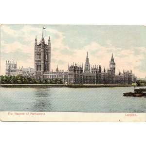 1905 Vintage Postcard   The Houses of Parliament and the River Thames 