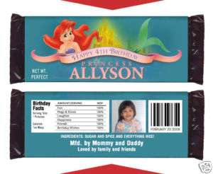 LITTLE MERMAID PRINCESS Birthday Party CANDY WRAPPERS  