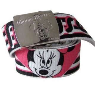 MINNIE MOUSE DISNEY RETRO CANVAS BELT WITH METAL EMBOSSED BUCKLE NEW 