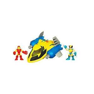 Playskool Super Hero Squad Deluxe Vehicle   Rescue Jet with Wolverine 