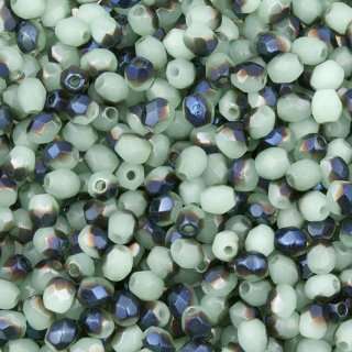  Fire Polished Glass Beads 3mm MINT & BLUE IRIS (120)