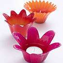 set of glass flower tea light holders by hortus online 