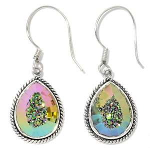   Marianna and Richard Jacobs Drusy Quartz Drop Sterling Silver Earrings