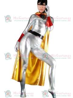 Silver And Black Shiny Metallic Batwoman Super Hero Zentai Suit