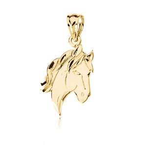  Horse Head Pendant in 14 Karat Yellow Gold Jewelry