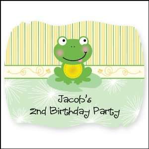   Frog   16 Squiggle Shaped Personalized Birthday Party Sticker Labels