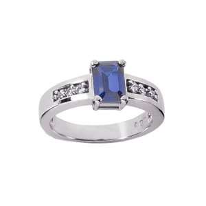  1.12 Ct 18k Emerald Cut Sapphire and Diamond Ring Jewelry