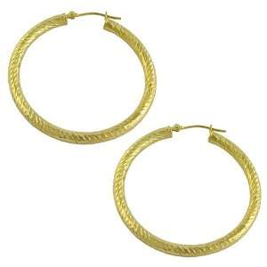    14 Karat Yellow Gold 38 Mm Diamond Cut Hoop Earrings Jewelry