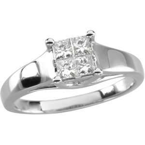   gold 3/8 CTTW Princess Cut Diamond Solitaire Engagement Ring Size 6.5