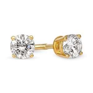  1/4 Carat Diamond Stud Earrings 14K Yellow Gold Jewelry
