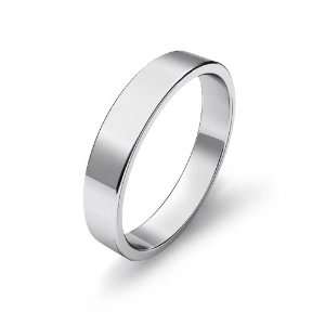   3g Mens Flat Wedding Band 4mm 14k White Gold Ring (11) Jewelry