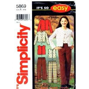  Simplicity 5869 Sewing Pattern Girls Pants Knit Tops Size 