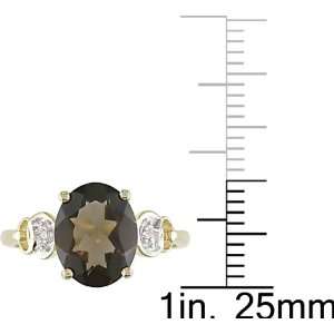  10k Yellow Gold Smokey Quartz and Diamond Ring (.01 cttw 
