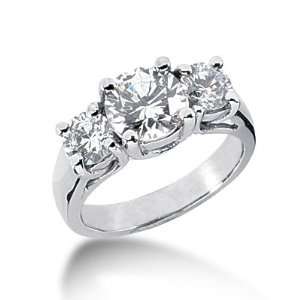  2.5 Ct Diamond Engagement Ring Round Prong Three Stone 14k 