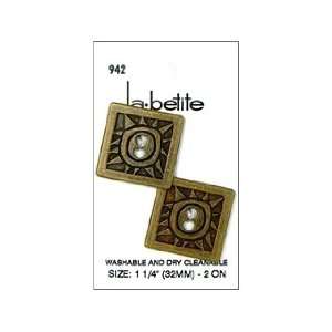  LaPetite Buttons 1 1/4 2 Hole Antique Gold 2pc Arts 
