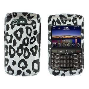 Silver with Black Leopard Print Design Snap on Hard Skin Shell Cover 