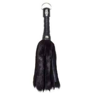    Mini rabbit fur & leather whip   black