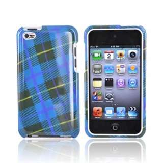 Apple iPod Touch 4 Hard Case   Blue, Black, Purple Plaid Weave
